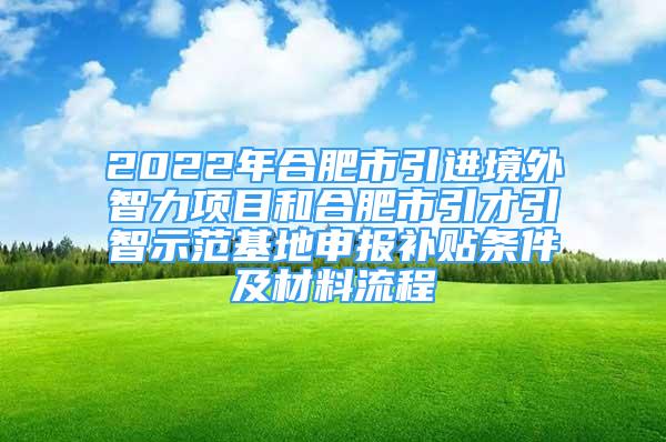 2022年合肥市引進(jìn)境外智力項(xiàng)目和合肥市引才引智示范基地申報(bào)補(bǔ)貼條件及材料流程