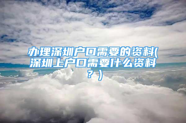 辦理深圳戶口需要的資料(深圳上戶口需要什么資料？)