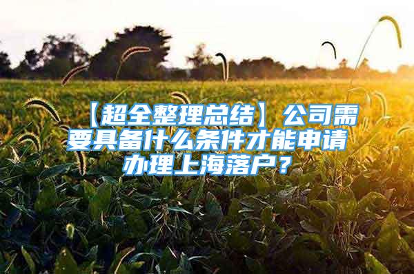 【超全整理總結(jié)】公司需要具備什么條件才能申請辦理上海落戶？