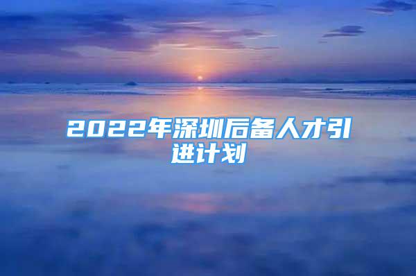 2022年深圳后備人才引進計劃