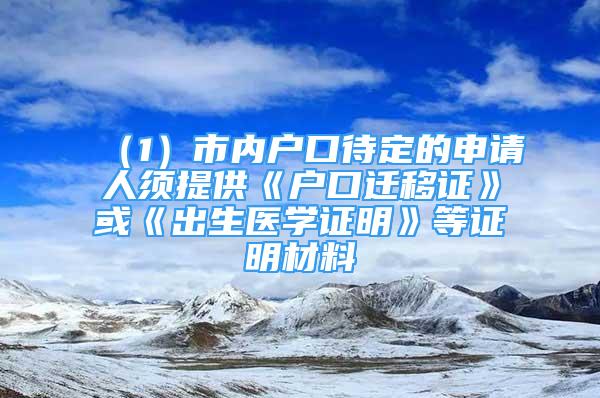 （1）市內戶口待定的申請人須提供《戶口遷移證》或《出生醫(yī)學證明》等證明材料