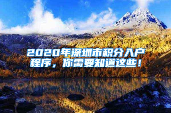 2020年深圳市積分入戶程序，你需要知道這些！