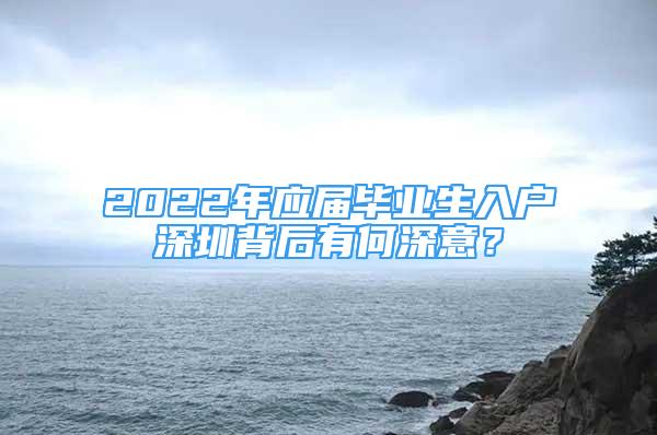 2022年應(yīng)屆畢業(yè)生入戶深圳背后有何深意？