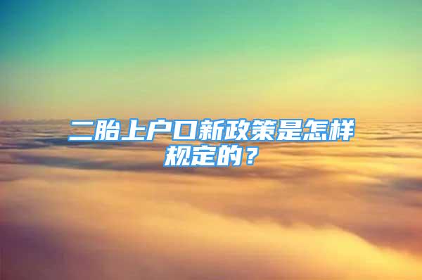 二胎上戶口新政策是怎樣規(guī)定的？