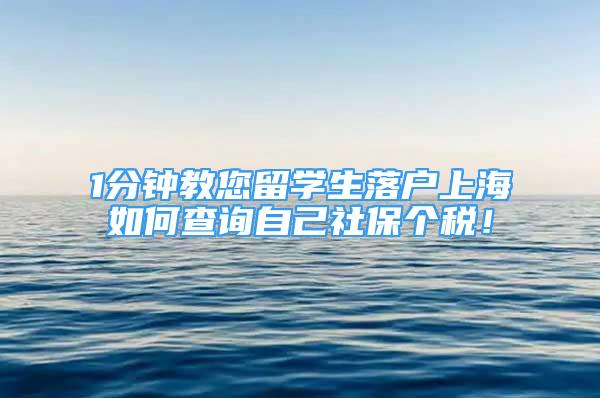 1分鐘教您留學生落戶上海如何查詢自己社保個稅！