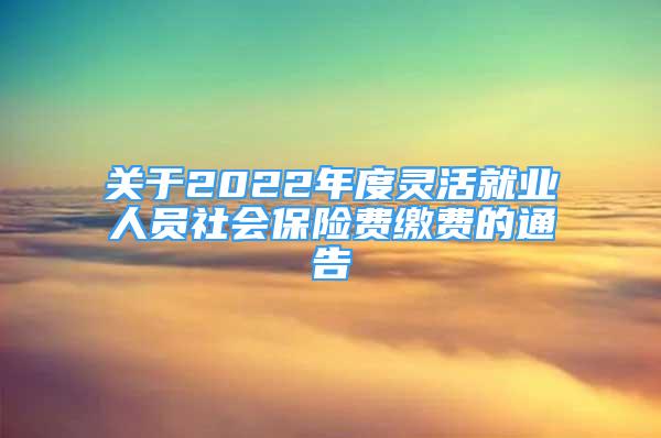 關于2022年度靈活就業(yè)人員社會保險費繳費的通告