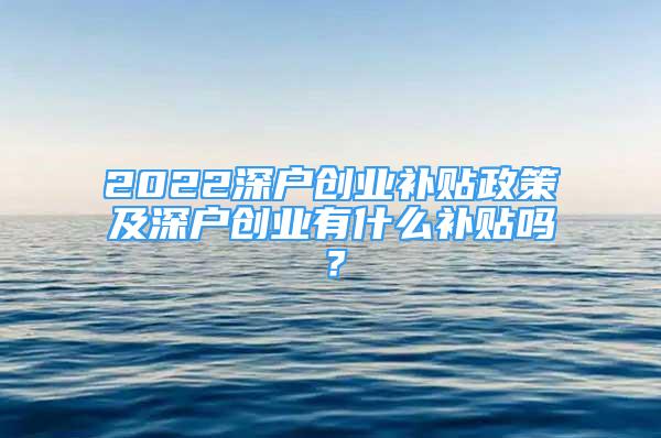 2022深戶創(chuàng)業(yè)補(bǔ)貼政策及深戶創(chuàng)業(yè)有什么補(bǔ)貼嗎？