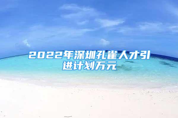 2022年深圳孔雀人才引進(jìn)計劃萬元