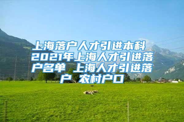 上海落戶人才引進(jìn)本科 2021年上海人才引進(jìn)落戶名單 上海人才引進(jìn)落戶 農(nóng)村戶口