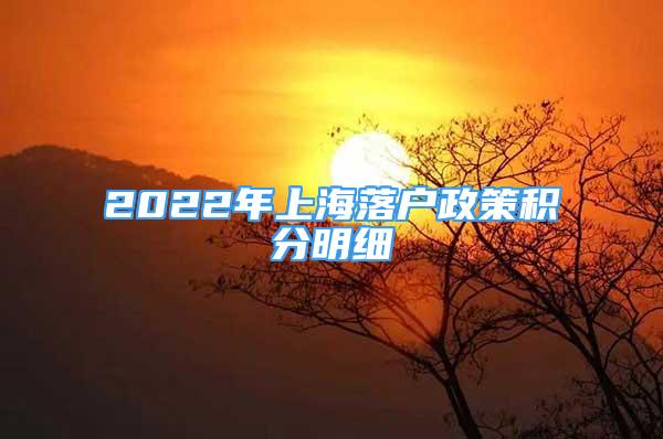 2022年上海落戶政策積分明細