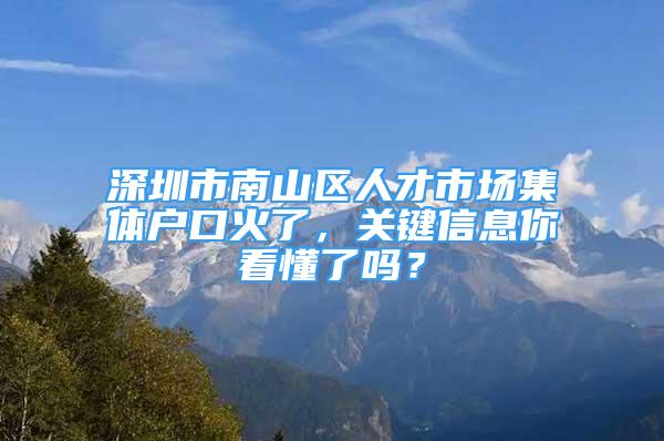 深圳市南山區(qū)人才市場集體戶口火了，關鍵信息你看懂了嗎？