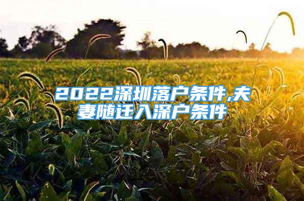 2022深圳落戶條件,夫妻隨遷入深戶條件