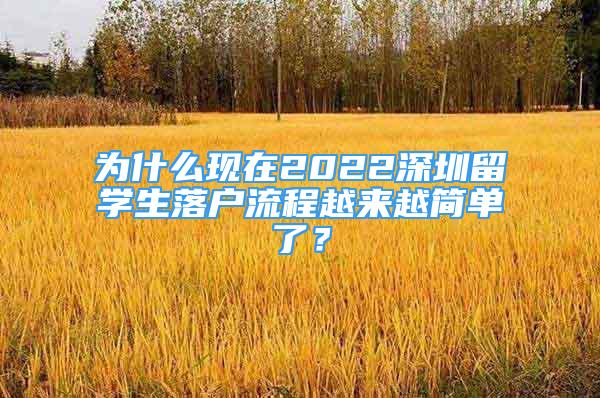 為什么現(xiàn)在2022深圳留學(xué)生落戶流程越來(lái)越簡(jiǎn)單了？