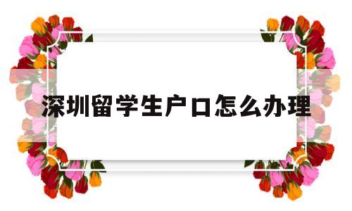 深圳留學生戶口怎么辦理(留學生辦理深圳戶口2019流程) 大專入戶深圳