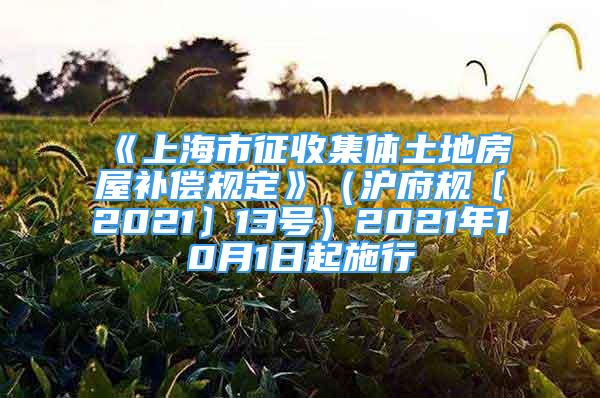 《上海市征收集體土地房屋補(bǔ)償規(guī)定》（滬府規(guī)〔2021〕13號(hào)）2021年10月1日起施行