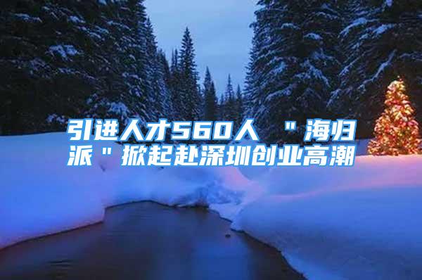 引進人才560人 ＂海歸派＂掀起赴深圳創(chuàng)業(yè)高潮