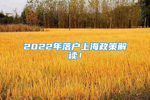 2022年落戶上海政策解讀！