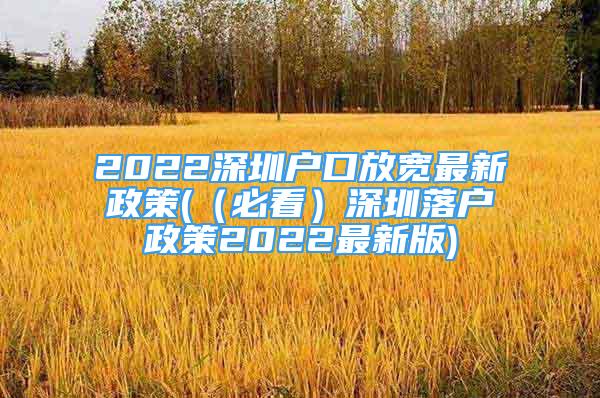 2022深圳戶口放寬最新政策(（必看）深圳落戶政策2022最新版)