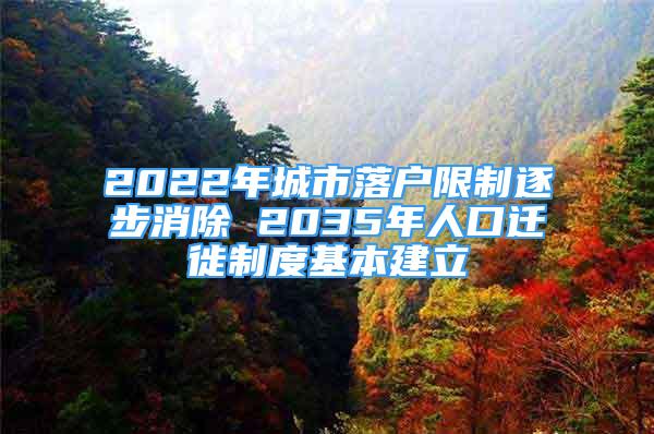 2022年城市落戶限制逐步消除 2035年人口遷徙制度基本建立