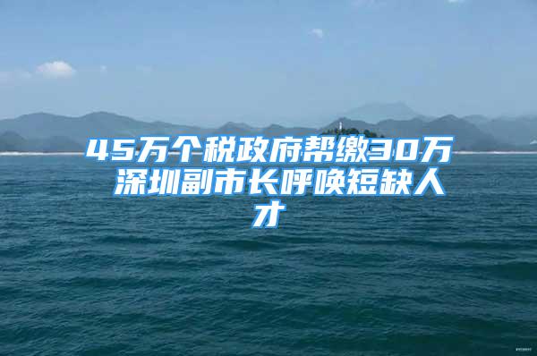 45萬個稅政府幫繳30萬 深圳副市長呼喚短缺人才