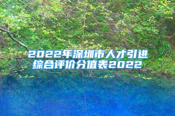 2022年深圳市人才引進綜合評價分值表2022