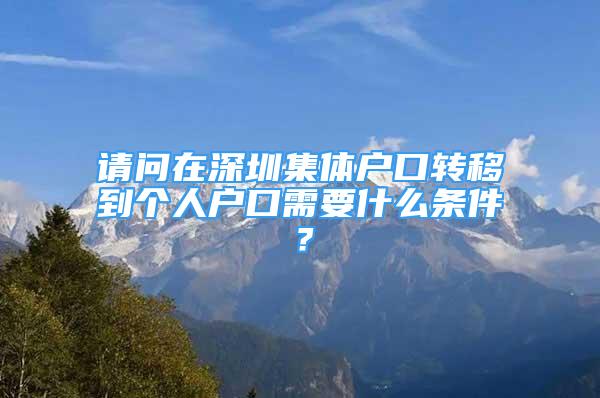 請問在深圳集體戶口轉(zhuǎn)移到個(gè)人戶口需要什么條件？