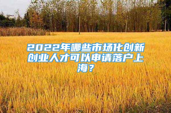 2022年哪些市場(chǎng)化創(chuàng)新創(chuàng)業(yè)人才可以申請(qǐng)落戶上海？