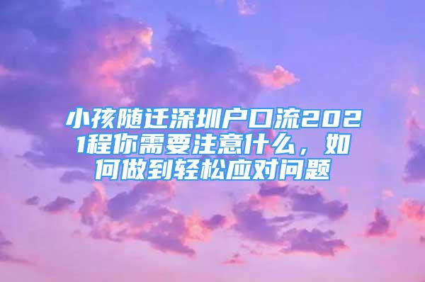 小孩隨遷深圳戶口流2021程你需要注意什么，如何做到輕松應(yīng)對問題