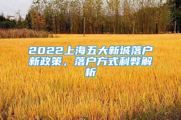 2022上海五大新城落戶新政策，落戶方式利弊解析