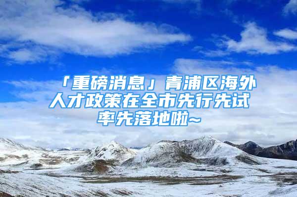 「重磅消息」青浦區(qū)海外人才政策在全市先行先試率先落地啦~