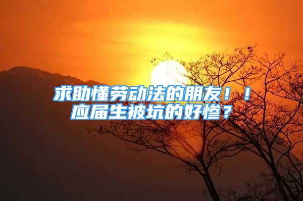 求助懂勞動(dòng)法的朋友??！應(yīng)屆生被坑的好慘？