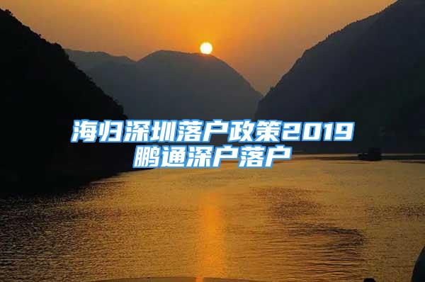 海歸深圳落戶政策2019鵬通深戶落戶