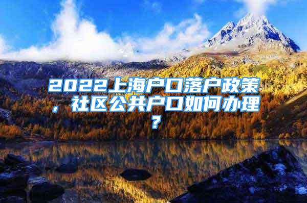 2022上海戶口落戶政策，社區(qū)公共戶口如何辦理？