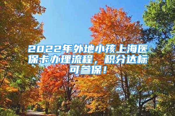 2022年外地小孩上海醫(yī)?？ㄞk理流程，積分達(dá)標(biāo)可參保！