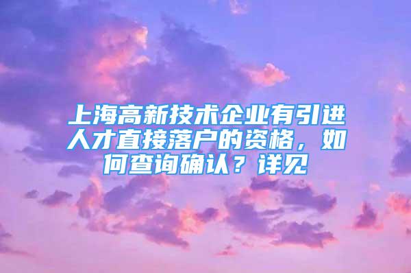 上海高新技術(shù)企業(yè)有引進人才直接落戶的資格，如何查詢確認？詳見→