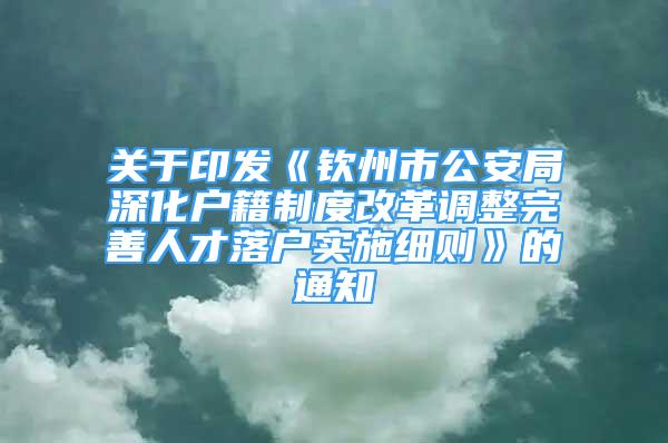 關(guān)于印發(fā)《欽州市公安局深化戶籍制度改革調(diào)整完善人才落戶實(shí)施細(xì)則》的通知