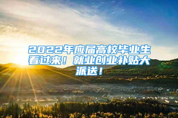 2022年應屆高校畢業(yè)生看過來！就業(yè)創(chuàng)業(yè)補貼大派送！