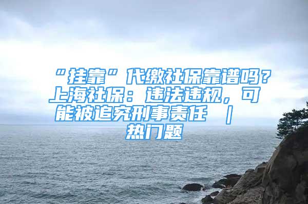 “掛靠”代繳社?？孔V嗎？上海社保：違法違規(guī)，可能被追究刑事責任 ｜ 熱門題