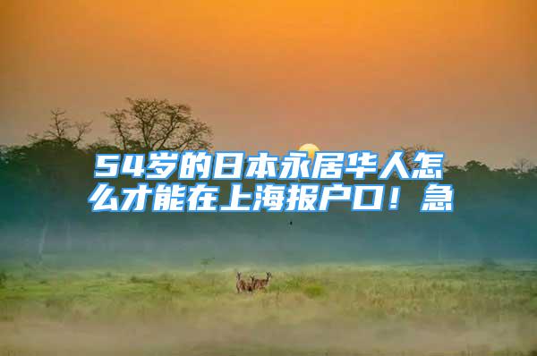 54歲的日本永居華人怎么才能在上海報戶口！急