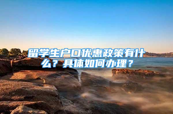 留學生戶口優(yōu)惠政策有什么？具體如何辦理？