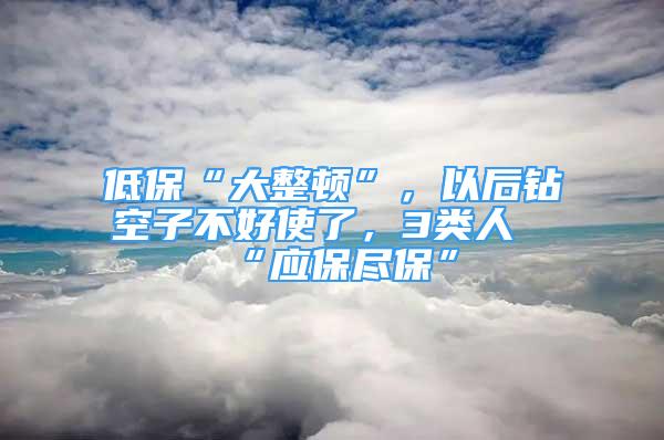 低?！按笳D”，以后鉆空子不好使了，3類人“應保盡保”