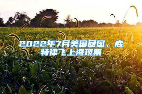 2022年7月美國回國，底特律飛上海現票