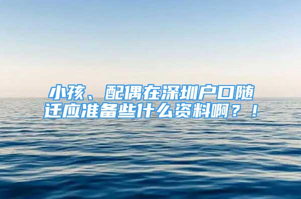 小孩、配偶在深圳戶口隨遷應準備些什么資料??？！