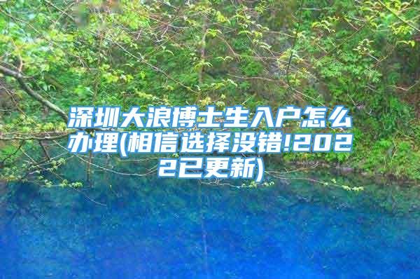 深圳大浪博士生入戶怎么辦理(相信選擇沒錯!2022已更新)