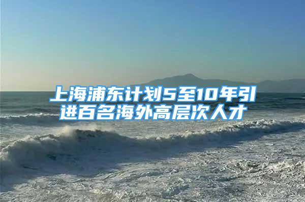 上海浦東計劃5至10年引進百名海外高層次人才