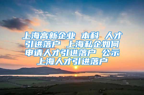 上海高新企業(yè) 本科 人才引進(jìn)落戶 上海私企如何申請(qǐng)人才引進(jìn)落戶 公示上海人才引進(jìn)落戶