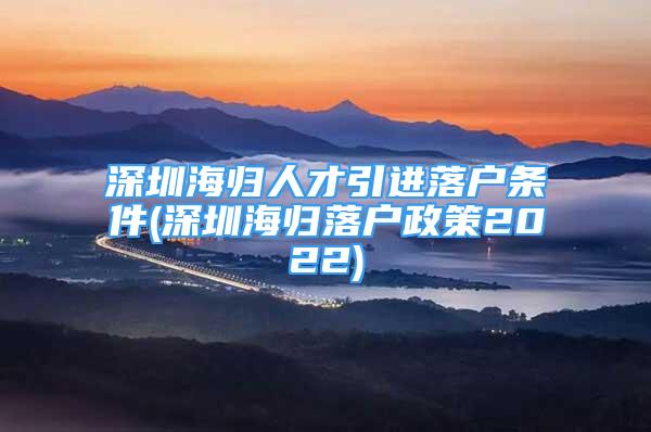 深圳海歸人才引進(jìn)落戶條件(深圳海歸落戶政策2022)