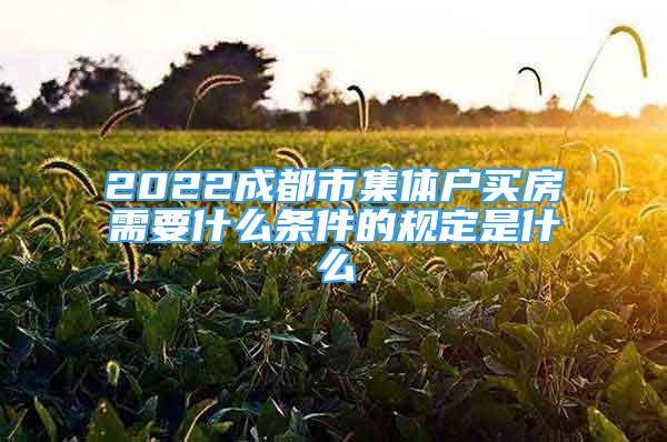 2022成都市集體戶買房需要什么條件的規(guī)定是什么