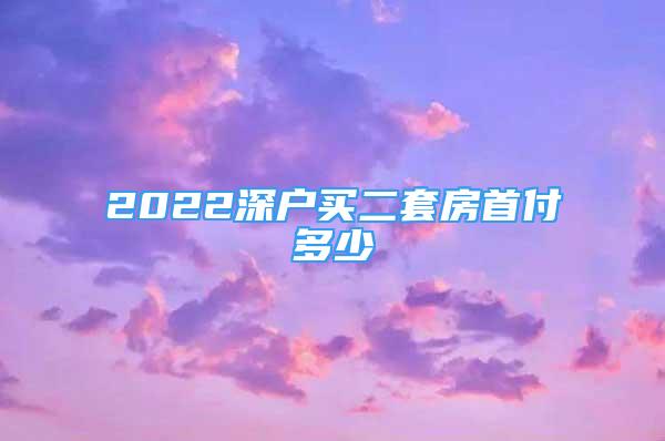 2022深戶買二套房首付多少