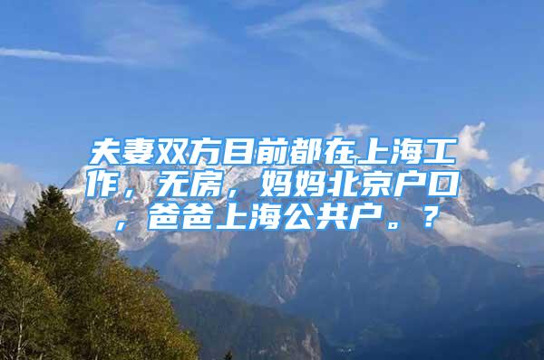 夫妻雙方目前都在上海工作，無房，媽媽北京戶口，爸爸上海公共戶。？